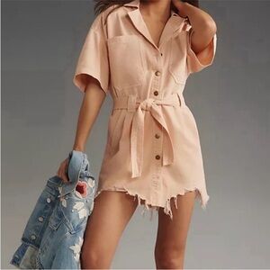 Pilcro Cream Cotton Shirt Dress